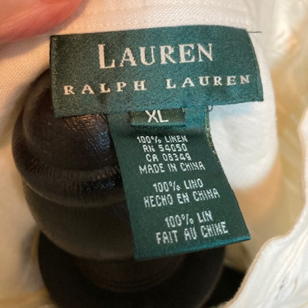 Lauren Ralph Lauren Linen Cream Blouse Cuffed Sleeves NWT - Picture 6 of 6
